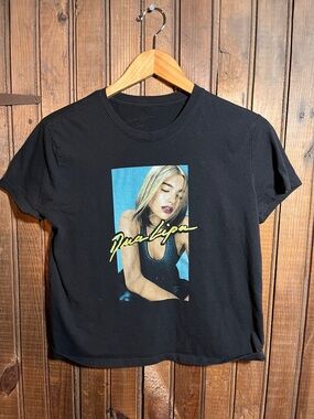 Black Dua Lipa Graphic Tee with Photo Print